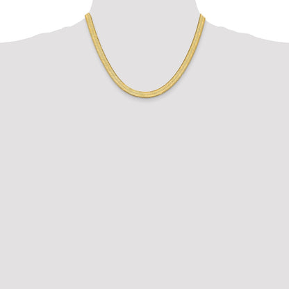 14K Yellow Gold 18 inch 6.5mm Silky Herringbone with Lobster Clasp Chain Necklace
