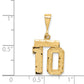 14k Yellow Gold Small Brushed Diamond-cut Number 10 Charm