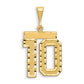 14k Yellow Gold Small Brushed Diamond-cut Number 10 Charm