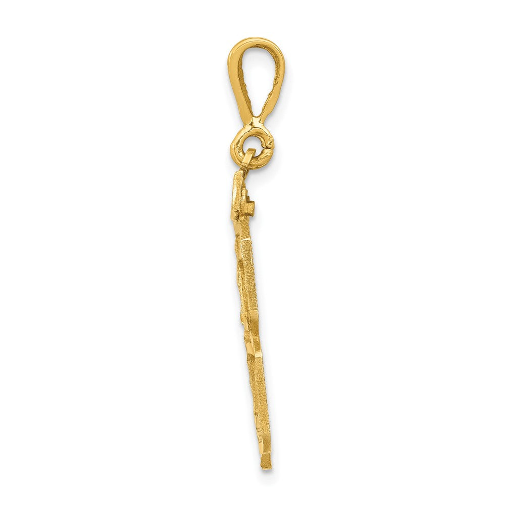 14k Yellow Gold Small Brushed Diamond-cut Number 78 Charm