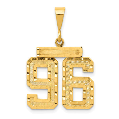 14k Yellow Gold Small Brushed Diamond-cut Number 96 Charm