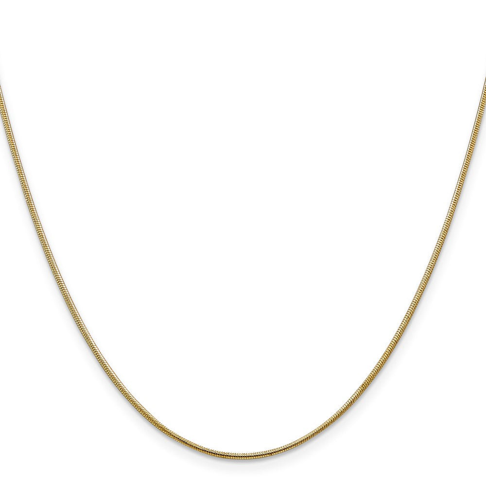 14K Yellow Gold 16 inch 1.1mm Round Snake with Lobster Clasp Chain Necklace