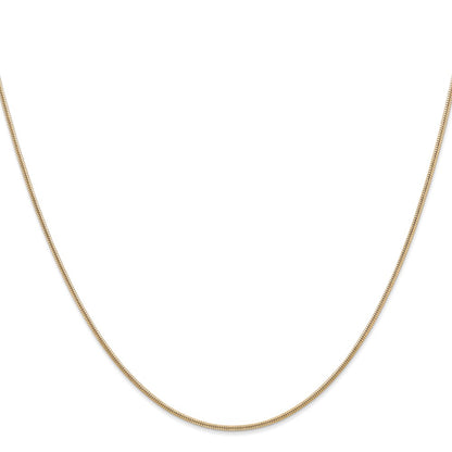 14K Yellow Gold 16 inch 1.4mm Round Snake Lobster Clasp Chain Necklace