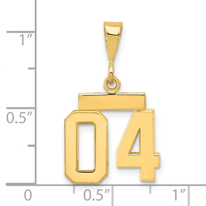 14k Yellow Gold Small Polished Number 04 on Top Charm