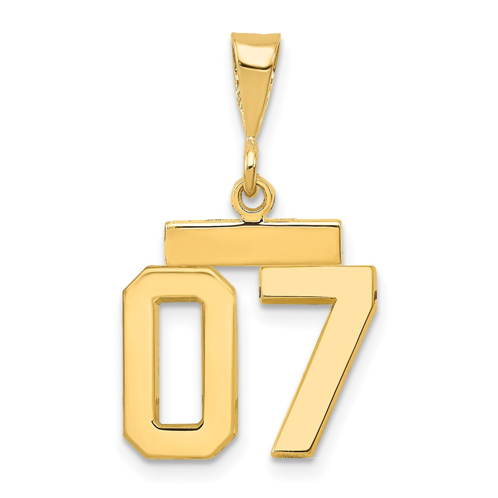 14k Yellow Gold Small Polished Number 07 on Top Charm