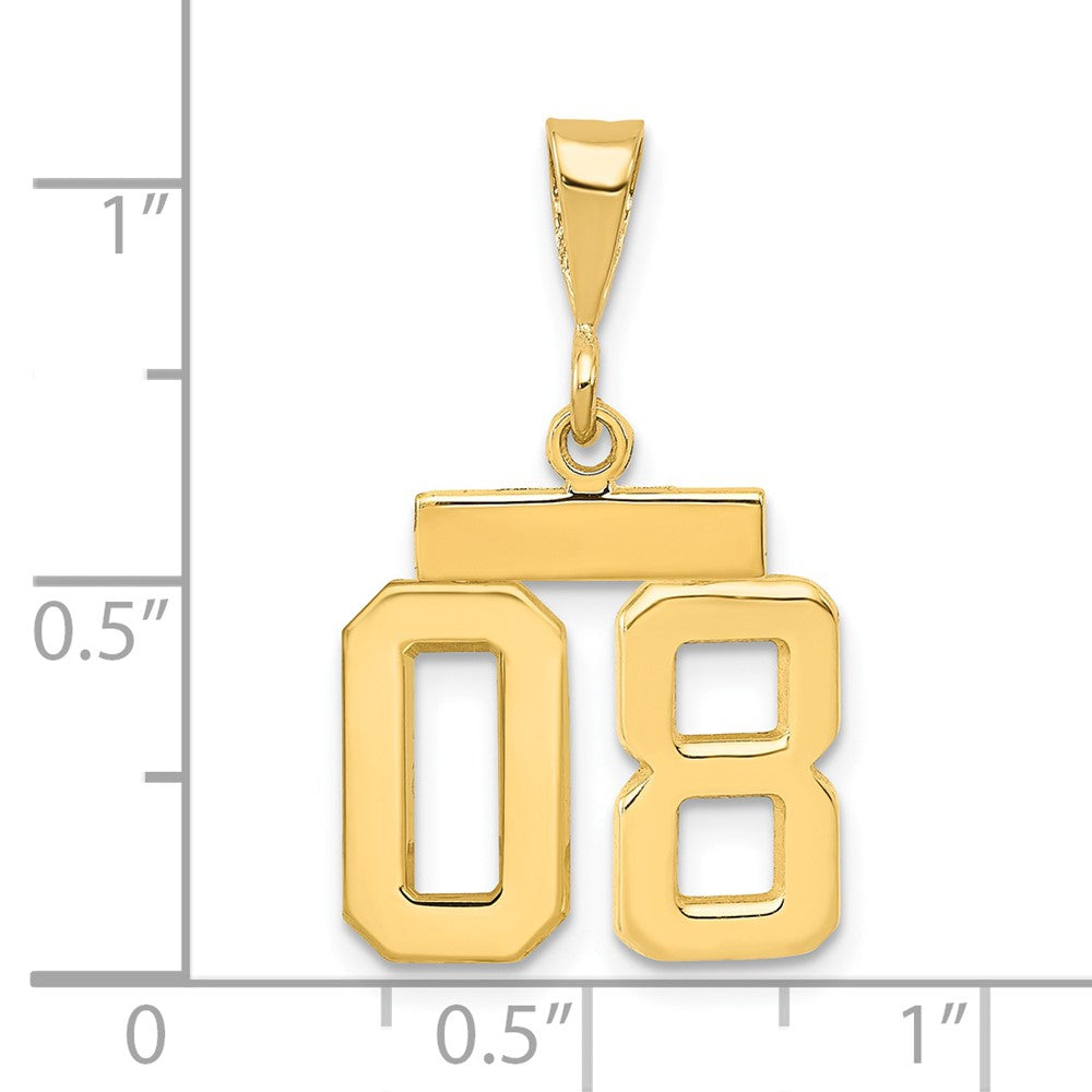 14k Yellow Gold Small Polished Number 08 on Top Charm
