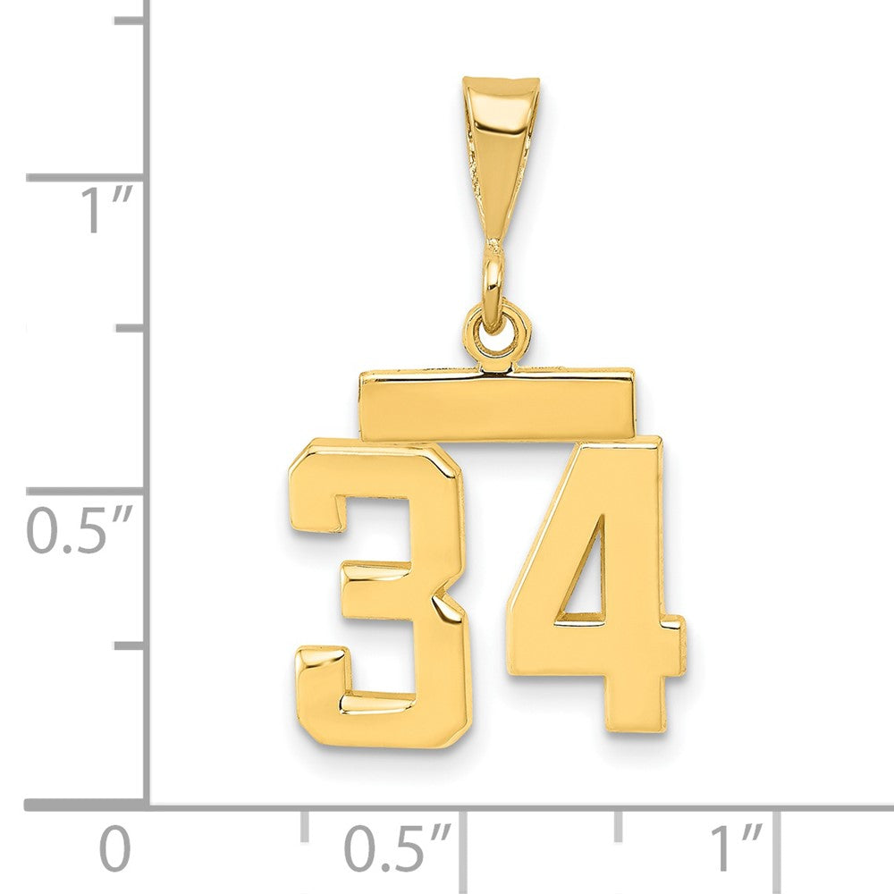 14k Yellow Gold Small Polished Number 34 Charm