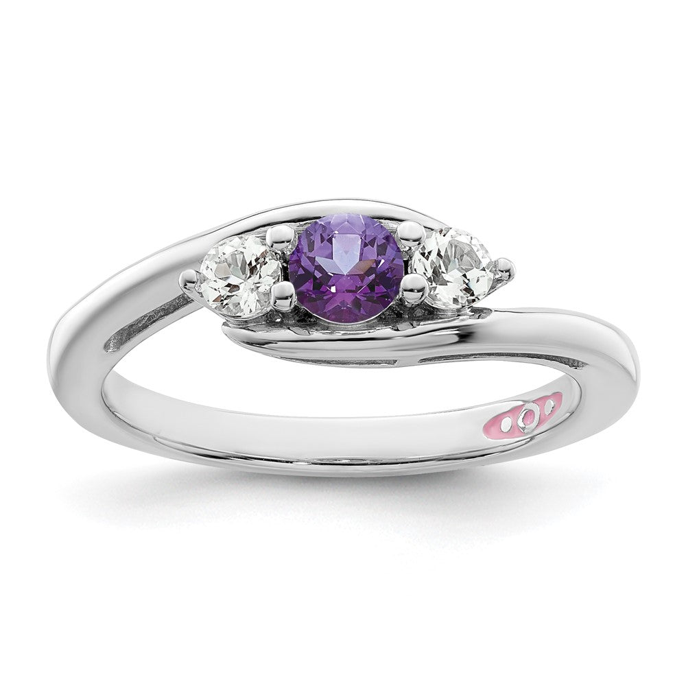 10K White Gold Survivor Collection Clear/Purple Swarovski Topaz Sue Ring