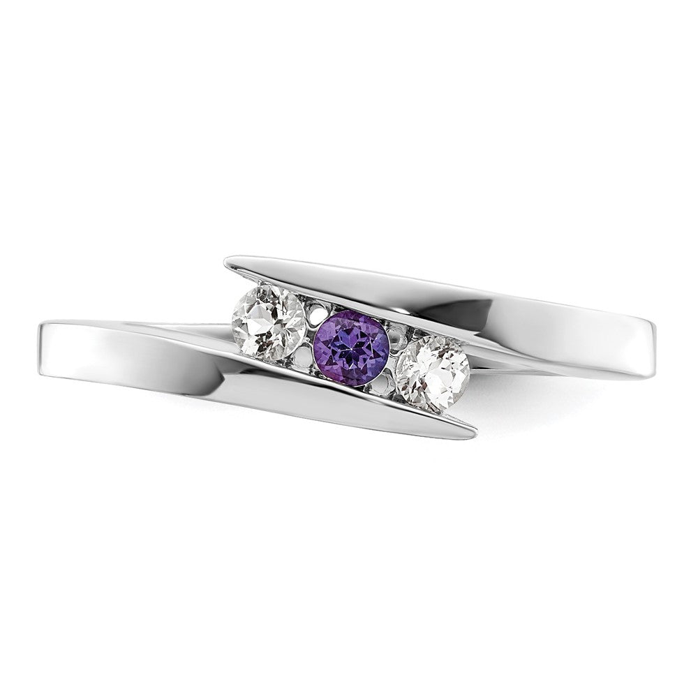 10k White Goldw Survivor Clear u0026 Purple Swarovski Topaz Circle of Strength Ring