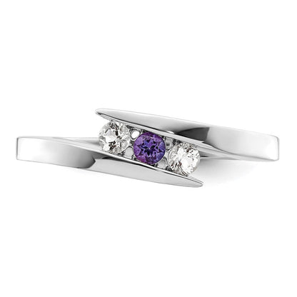10k White Goldw Survivor Clear u0026 Purple Swarovski Topaz Circle of Strength Ring