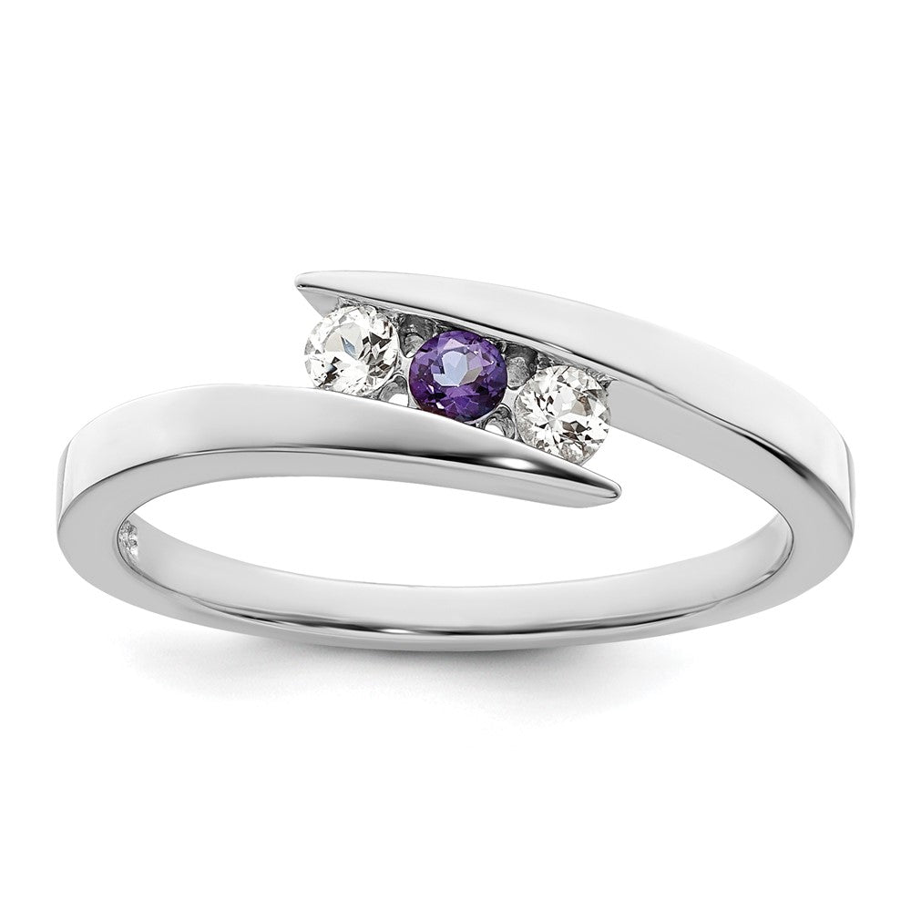 10k White Goldw Survivor Clear u0026 Purple Swarovski Topaz Circle of Strength Ring