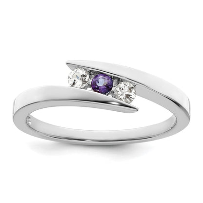10k White Goldw Survivor Clear u0026 Purple Swarovski Topaz Circle of Strength Ring