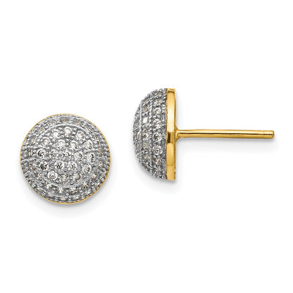 14k Yellow Gold Micro Pav‚ CZ Round Post Earrings