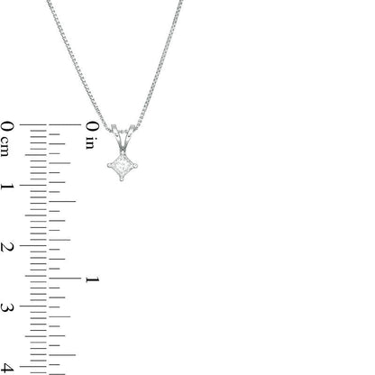 0.13 CT. Princess-Cut Natural Clarity Enhanced Solitaire Pendant in 14K White Gold