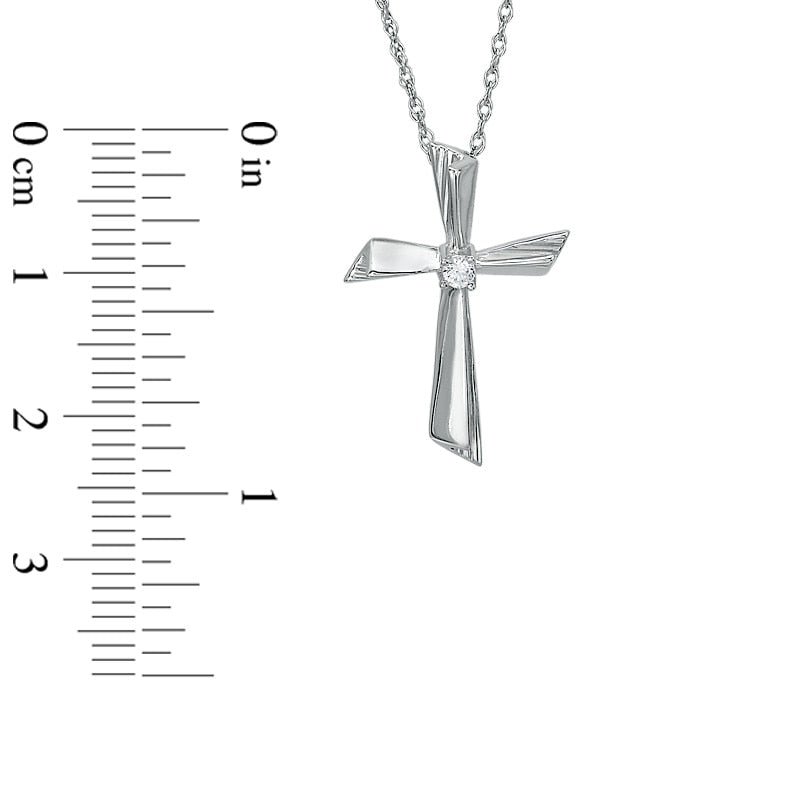 0.05 CT. Natural Diamond Solitaire Cross Pendant in Sterling Silver