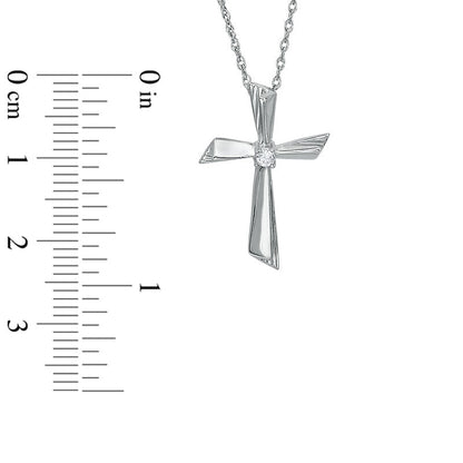 0.05 CT. Natural Diamond Solitaire Cross Pendant in Sterling Silver