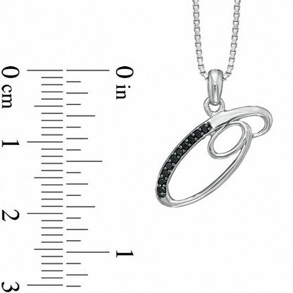 Enhanced Black Natural Diamond Accent "O" Initial Pendant in Sterling Silver