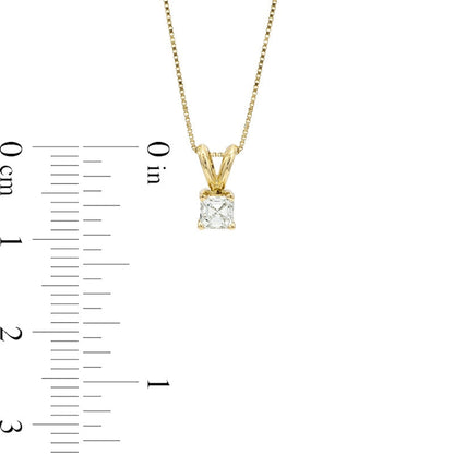0.63 CT. Certified Asscher-Cut Natural Clarity Enhanced Solitaire Pendant in 18K Gold (I/VS2)