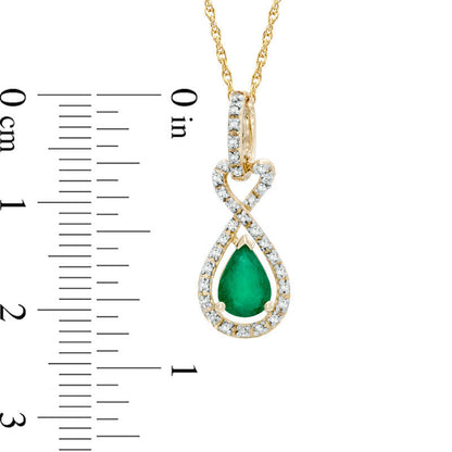 Pear-Shaped Emerald and Natural Diamond Accent Loop Pendant in 10K Yellow Gold