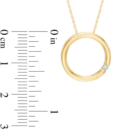 Natural Clarity Enhanced Accent Solitaire Circle Pendant in 10K Yellow Gold