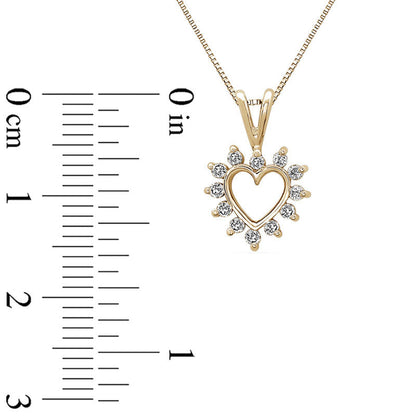 0.17 CT. T.W. Natural Diamond Heart Starburst Pendant in 14K Gold
