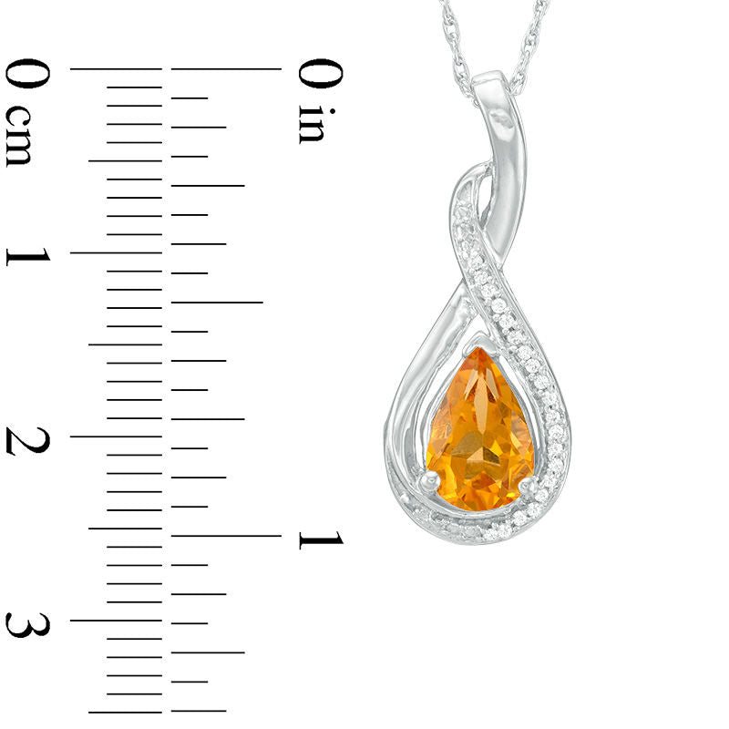 Pear-Shaped Citrine and Natural Diamond Accent Twist Pendant in Sterling Silver