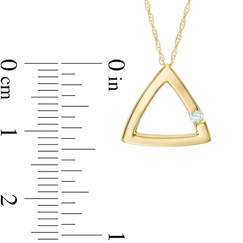 Natural Clarity Enhanced Accent Solitaire Triangle Pendant in 10K Yellow Gold