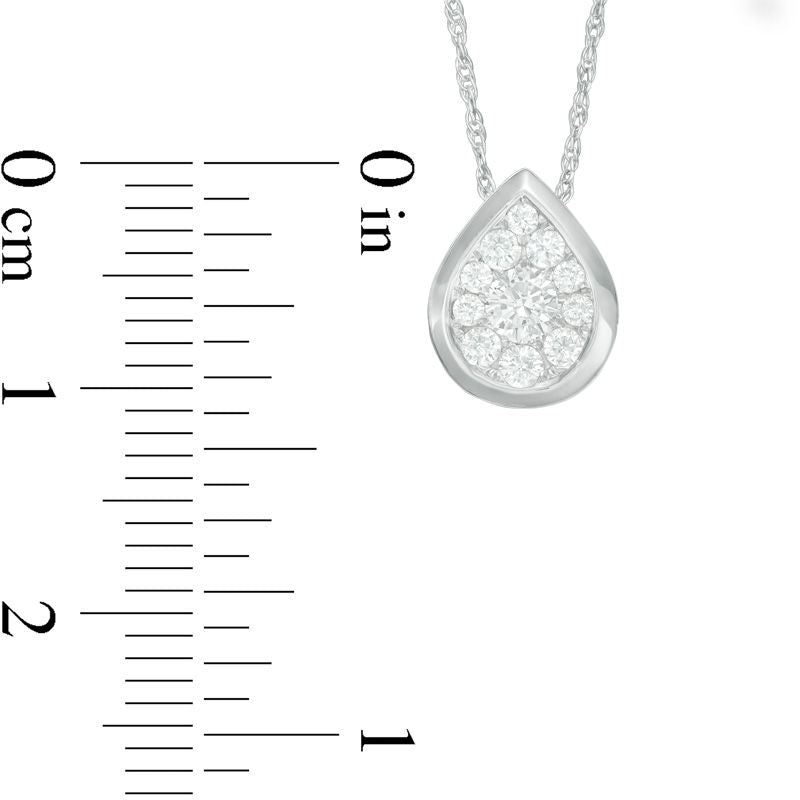 0.33 CT. T.W. Natural Diamond Teardrop Frame Pendant in 10K White Gold