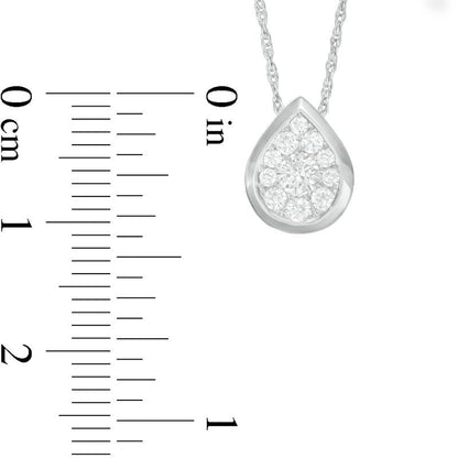 0.33 CT. T.W. Natural Diamond Teardrop Frame Pendant in 10K White Gold