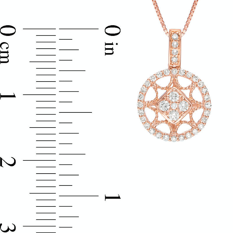 0.25 CT. T.W. Natural Diamond Antique Vintage-Style Star Circle Pendant in 10K Rose Gold