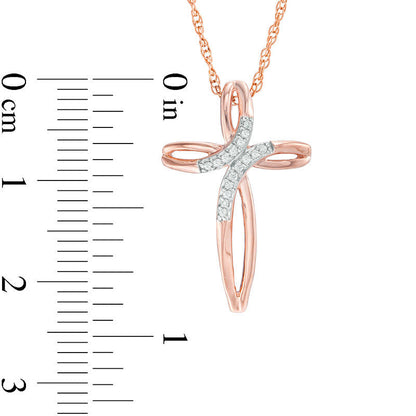 0.05 CT. T.W. Natural Diamond Loop Cross Pendant in Sterling Silver with 14K Rose Gold Plate