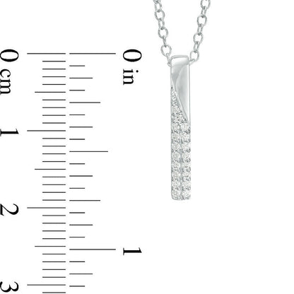 0.1 CT. T.W. Natural Diamond Vertical Bar Pendant in 14K White Gold