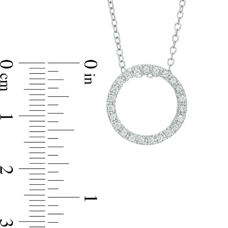 0.17 CT. T.W. Natural Diamond Open Circle Pendant in 14K White Gold