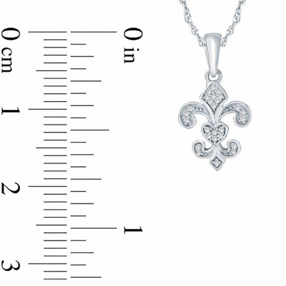 0.05 CT. T.W. Natural Diamond Fleur-De-Lis Pendant in Sterling Silver