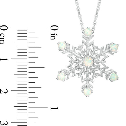 Lab-Created Opal Antique Vintage-Style Snowflake Pendant in Sterling Silver