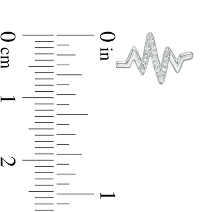 0.05 CT. T.W. Diamond Heart and Heartbeat Mismatch Stud Earrings in Sterling Silver