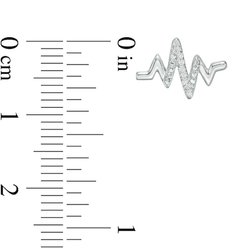 0.05 CT. T.W. Diamond Heart and Heartbeat Mismatch Stud Earrings in Sterling Silver