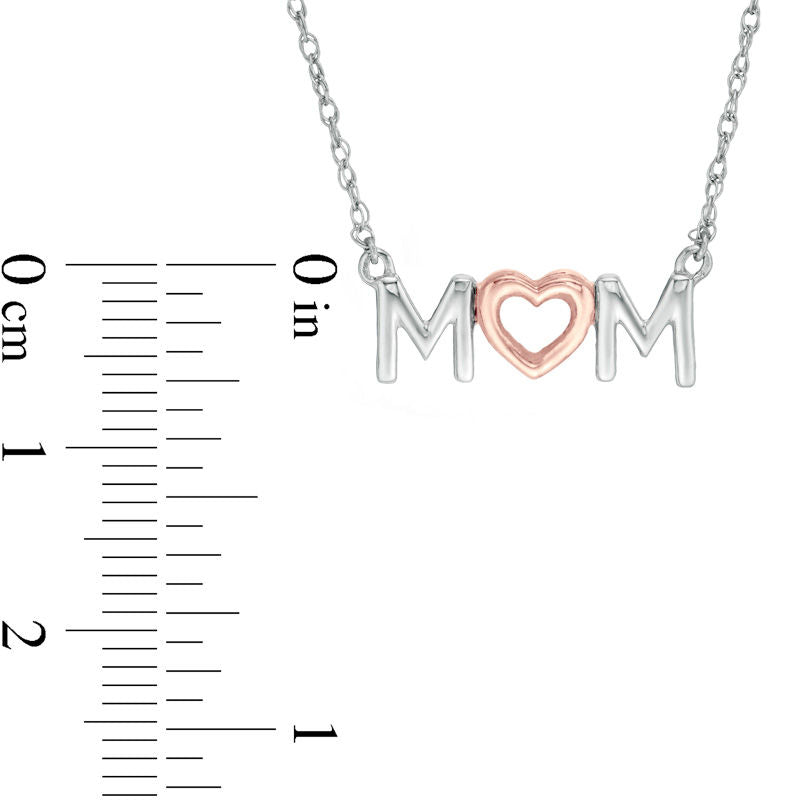 MOM with Heart Necklace in 10K Two-Tone Gold - 17.25"