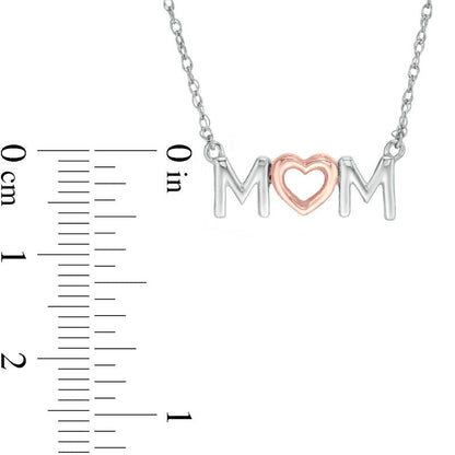 MOM with Heart Necklace in 10K Two-Tone Gold - 17.25"