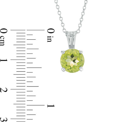 8.0mm Peridot Solitaire Pendant in Sterling Silver
