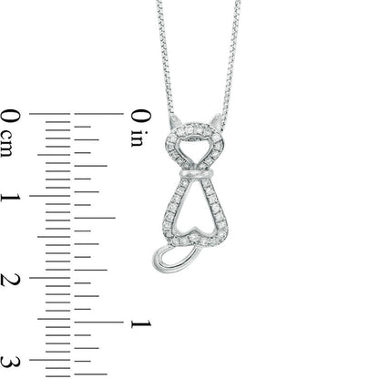 0.17 CT. T.W. Natural Diamond Cat Pendant in Sterling Silver