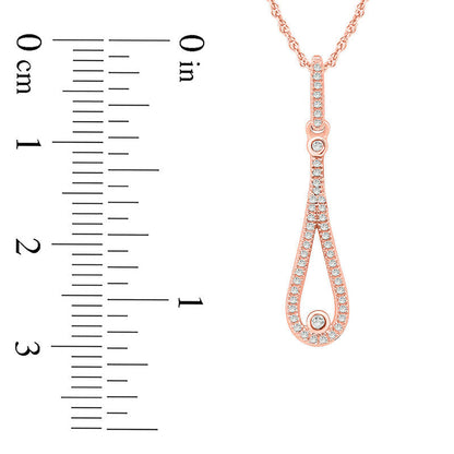 0.17 CT. T.W. Natural Diamond Elongated Teardrop Pendant in 10K Rose Gold