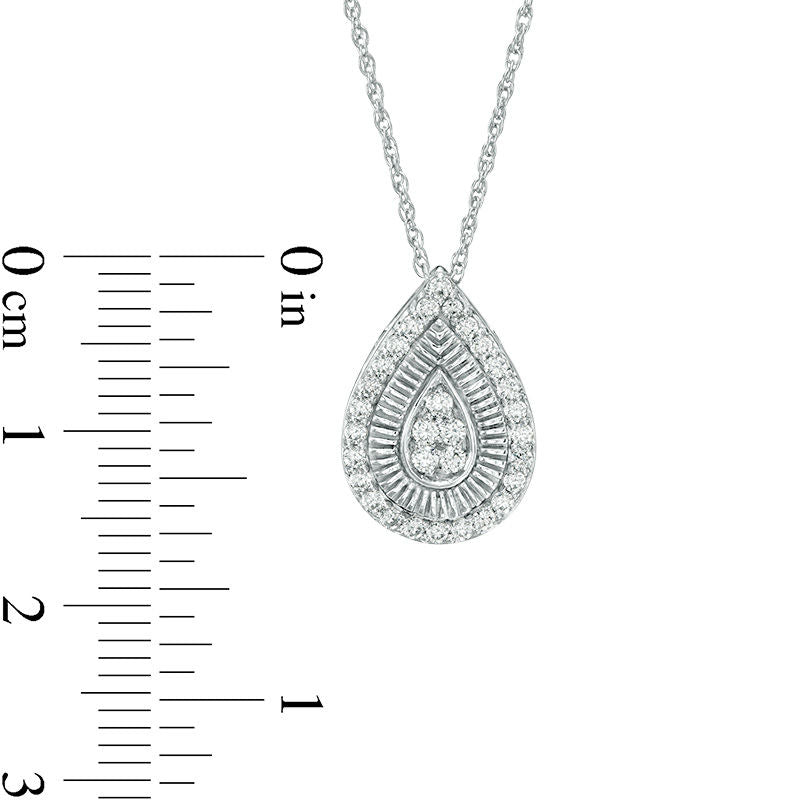 0.33 CT. T.W. Natural Diamond and Textured Teardrop Pendant in 10K White Gold
