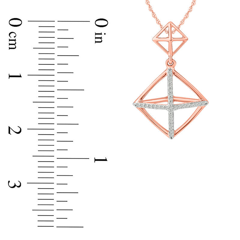 0.05 CT. T.W. Natural Diamond Geometric Tilted Square Pendant in 10K Rose Gold
