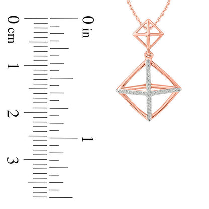 0.05 CT. T.W. Natural Diamond Geometric Tilted Square Pendant in 10K Rose Gold