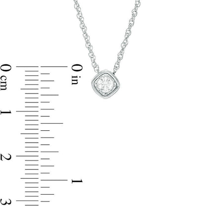 0.17 CT. Natural Clarity Enhanced Solitaire Cushion-Shaped Pendant in 10K White Gold