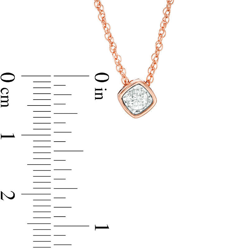 0.17 CT. Natural Clarity Enhanced Solitaire Cushion-Shaped Pendant in 10K Rose Gold