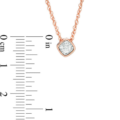 0.17 CT. Natural Clarity Enhanced Solitaire Cushion-Shaped Pendant in 10K Rose Gold