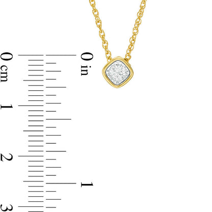 0.17 CT. Natural Clarity Enhanced Solitaire Cushion-Shaped Pendant in 10K Yellow Gold
