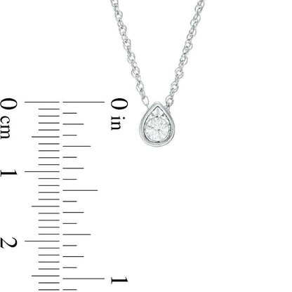 0.17 CT. Natural Clarity Enhanced Solitaire Teardrop Pendant in 10K White Gold